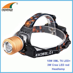 10W XML T6 Cree LED Headlamp 500Lumen high power headlight camping lantern 4*AA fishing lamp CE RoHS standard