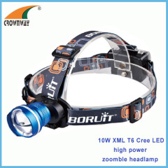 10W XML T6 Cree LED Headlamp 500Lumen high power headlight camping lantern 4*AA or 18650 rechargeable fishing lamp