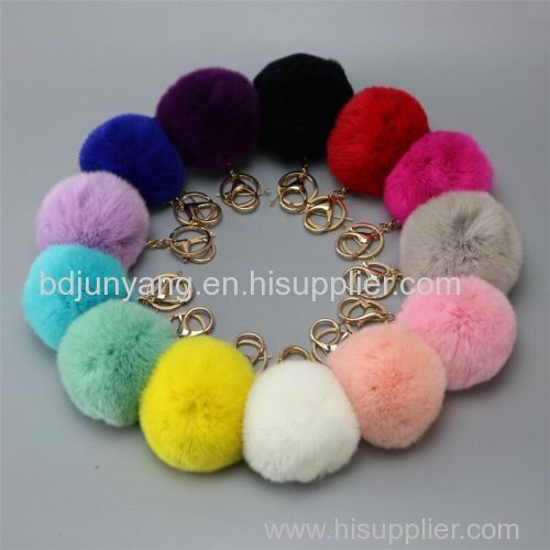 Pretty rex rabbit fur pom pom fur ball keychain bag pendant fashion accessory