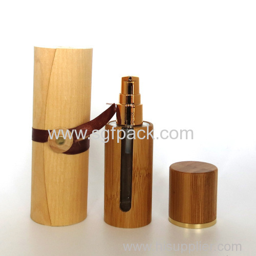 bamboo cosmetic cosmetic container bamboo wooden packaging glass inner lotion bottle glass cream jar