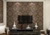 Removable Victorian Damask Wallpaper Embossed Black and Golden Pattern