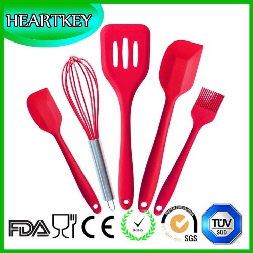 Premium Silicone Kitchen Utensils Set (5 Piece) Large Small Spatula Whisk Brush Turner