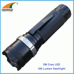 3W Cree Led flashlight Led 180Lumen high power clip torch portable lantern camping light 3*AAA battery lamp