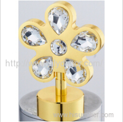 Flower Metal Curtain Rod Finial Flower with Crystal