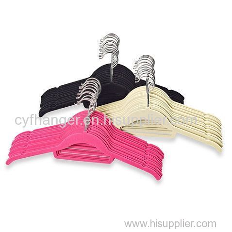 42.5 cm ABS plastic velvet skirt hanger with scarf position non-slip space saver