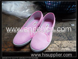 Simple cheap lady injection canvas shoes