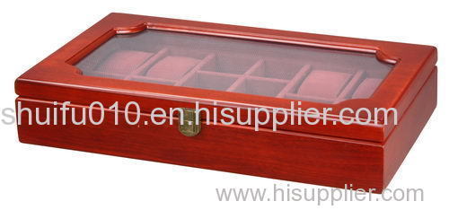 Stylish Wooden Display Box with Window Lid for Watches & Jewelry