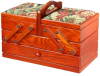 Cantilever Wooden Sewing Chest with Tapestry