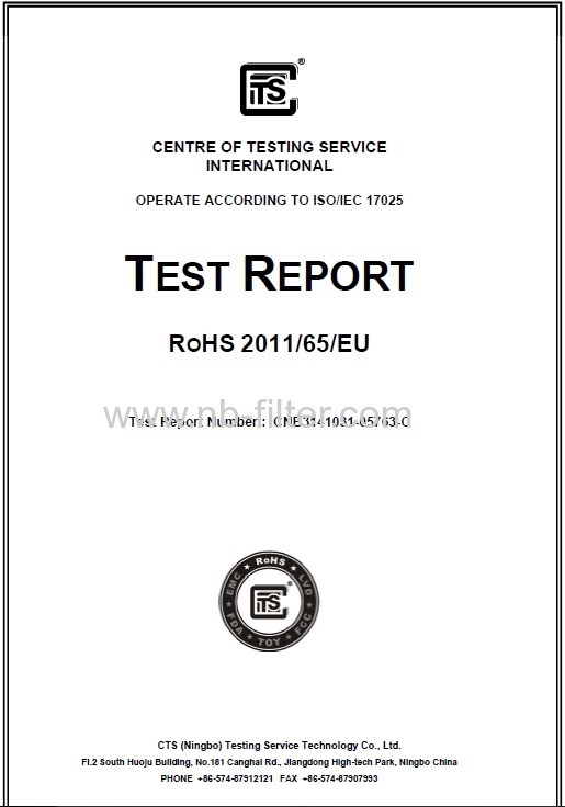 RoHS certificate