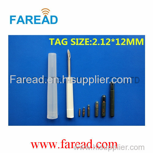 reuable applicator Implanted RFID FDX-B Animal Microchip Needle 2.12*12mm 134.2KHZ chip for pets fish identification