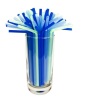 8&quot; plastic flexible drinking straws blue and green color bendable straw 7mm dia.