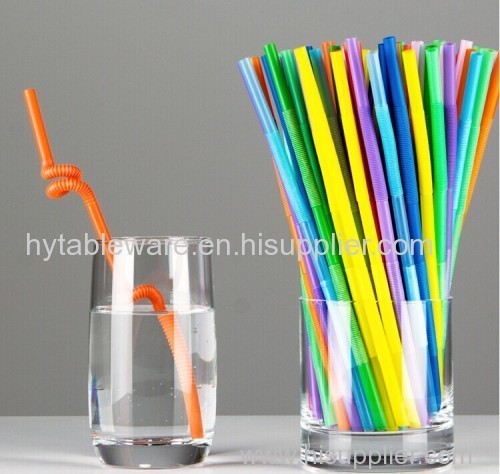 6mm / 21cm Plastic artistic straw double flexible part assorted colors pack of 100