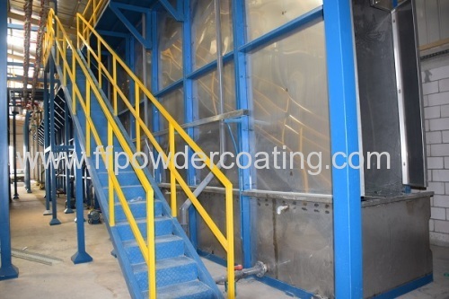 Vertical powder coating line