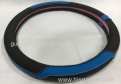 PU black with red/blue/orange colorful car steering wheel cover