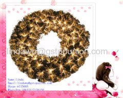 50cm Green Fiber Optic Wreath W/ Warm-White LED (80 LIGHTS)