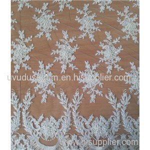 Floral Design White Bridal Lace Fabric (W9005)