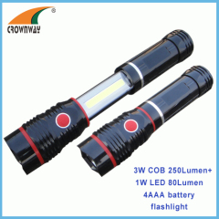 3W COB magnet work light 250Lumen high power lamp 4*AAA outdoor camping and repairing lamp stretched & closed flashlight