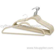 45CM ABS plastic Ivory velvet suit hanger with u notched non-slip