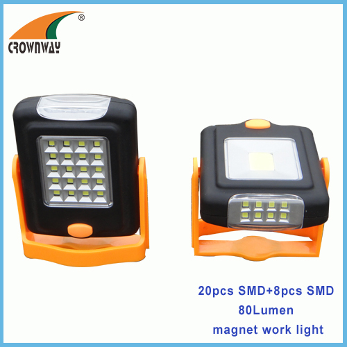 SMD high power working light magnet and stand repairing lamp outdoor 80Lumen camping lantern 3*AAA battery