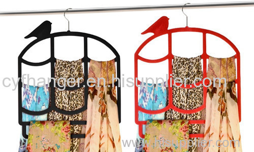 Fashion birdcage design plastic flocked scarf hanger space saver