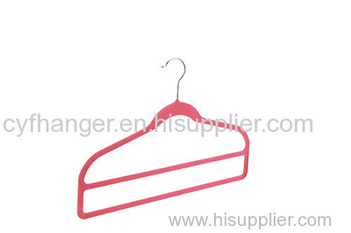 ABS plastic pink velvet 2-bar trousers hanger space saver non-slip