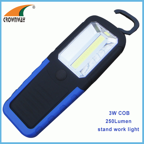 3W COB hook and magnet work light 250Lumen high power lamp 3*AAA outdoor camping lamps magent repairing lamp