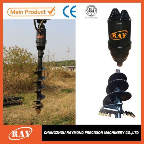 Powered Earth auger ground drill for skid steer loader