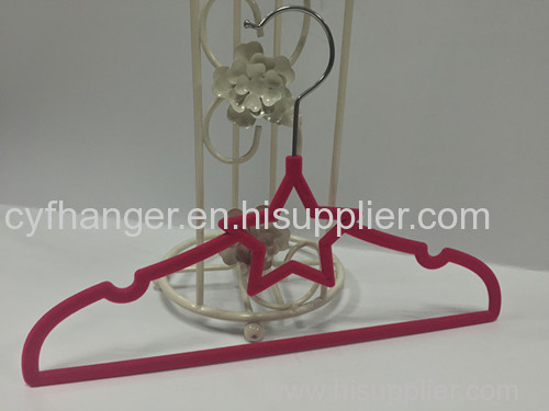 Plastic red velvet 33cm star shape children hanger for sale