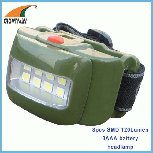 8pcs SMD headlamp High power 120Lumen headlight 3*AAA outdoor camping light fishing lamp