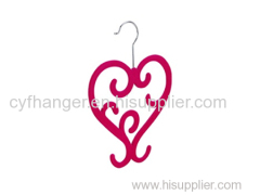 Stylish heart design red flocked scarf hanger made by ABS plastic