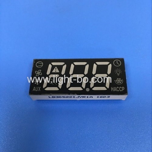 China Triple digit common anode super bright green/yellow/red 7 segment led display for Fridge control.