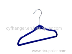 28CM U notched design Blue flocked baby hanger non-slip