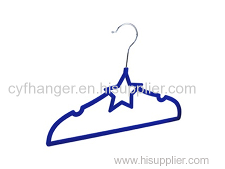 Dark blue flocked kids hanger non-slip star design