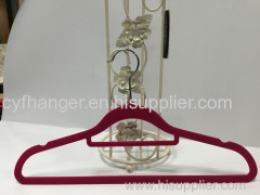 42CM ABS plastic Red velvet with u notched and tie poist suit hanger non-slip