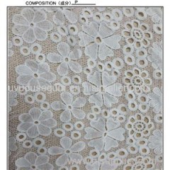 Ivory Polyester Embroidered Lace Fabric By The Yard (S8093)