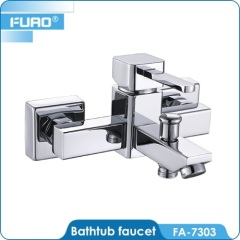 FUAO Single handle Dual hole Wall mounted Chrome plating Bathtub faucet