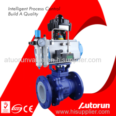 Fluorine Lined Flange Ball Valve with Pneumatic Actuator