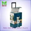 Cardboard POP Exhibition Trolley Box With Plastic Holder And Two Plastic Wheels