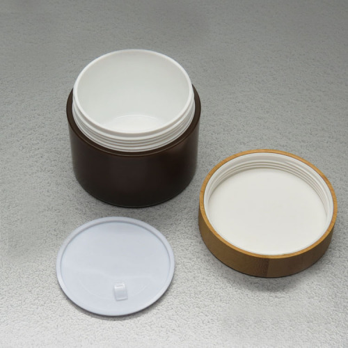 250g PP cream jar 250g bamboo cap with disc liner