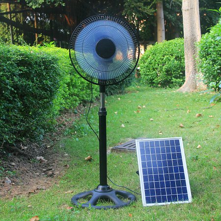 12  Solar Charged Rechageable Stand Fan with Lithium Battery and Brushless Motor