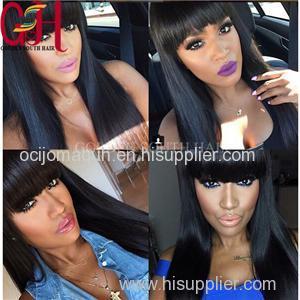 Glueless Lace Front Wigs With Bangs