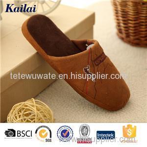 Suede Fabric Embroider Men Slipper