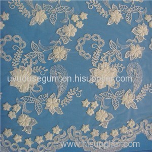 Beaded Off White Bridal Lace Fabric.(W9032)