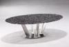 Black Fossil Round Marble Top Coffee Table / Marble Dining Room Table