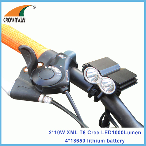 2*10W XML T6 Cree LED bike lights 900Lumen high power bicycle light 18650 battery 6000mAh rechargeable waterproof lamp