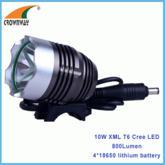 10W XML T6 Cree LED Bicycle light 500Lumen high power 4*18650/6400mAh rechargeable bike lights headlamp RoHS waterproof