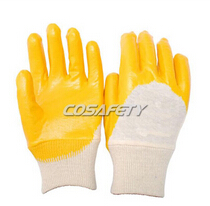 Yellow Nitrile coated gloves
