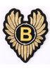 Wings Shape Embroidered Emblems Gold Embroidered Letter Patches With Alphabet B