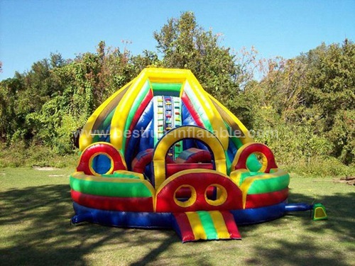 Cliff hanger adult inflatable rainbow slide with climbing