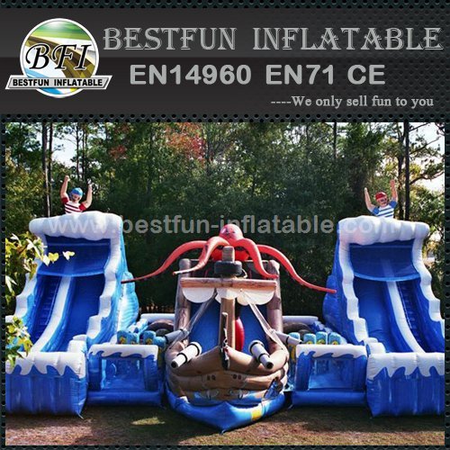 Pirate cove wet and dry wave water slide with octopus